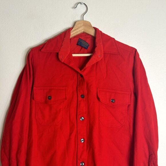 Vintage Western Pendleton Wool Red Button Up Shirt size Medium made in USA - Picture 2 of 8
